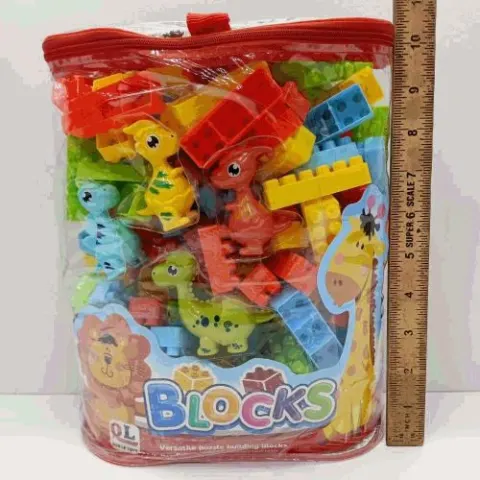 Kids Building Blocks Bag — Colourful Animal Bricks