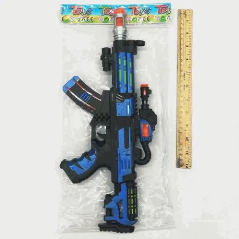 Blue Toy Rifle With Ruler In Bag