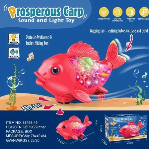 Musical Light-Up Crawling Carp Fish Toy