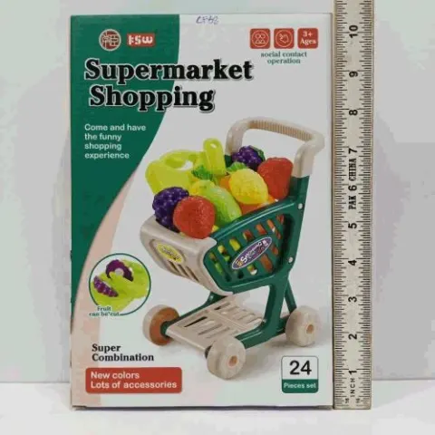 Supermarket Shopping Cart With Fruits Set