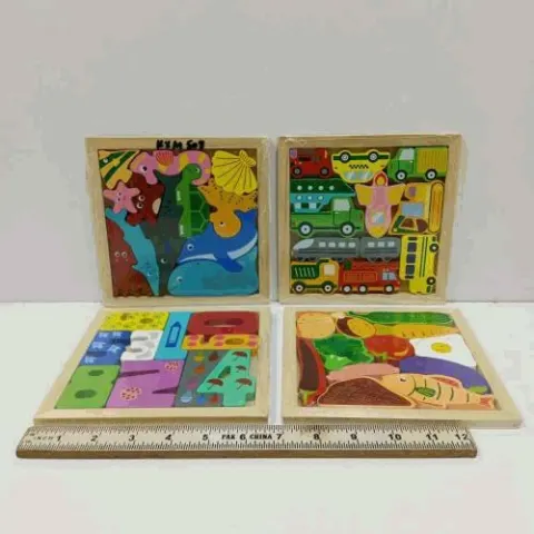 3D Wooden Animal and Vehicle Puzzle Set