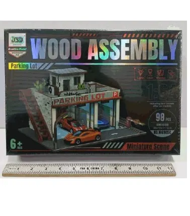 Wooden Assembly Parking Lot Miniature Scene Kit