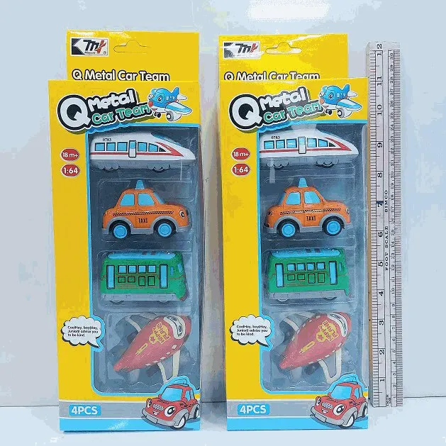Metal Car Team Set With Bus & Plane