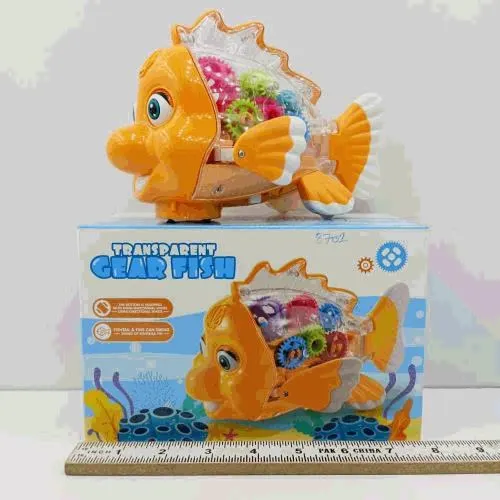Transparent Gear Fish Toy with Lights and Sound