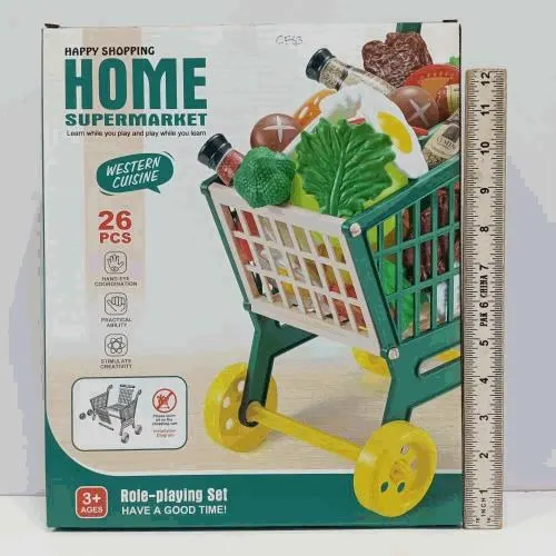 Home Supermarket Shopping Cart With 26 Pieces