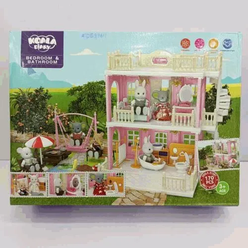 Koala Family Bedroom & Bathroom Dollhouse