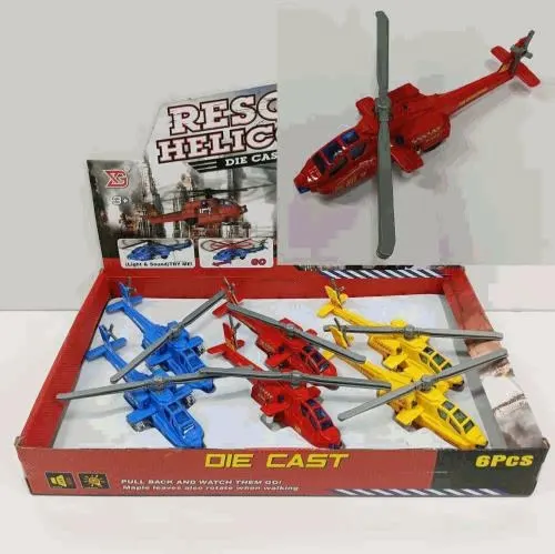 Die-Cast Rescue Helicopter Set 6pcs