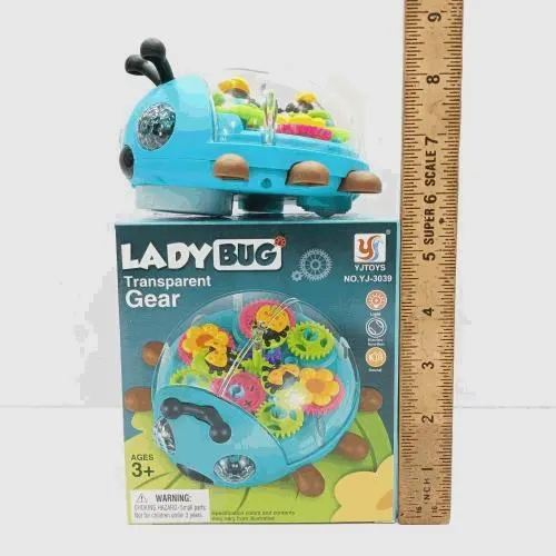 Transparent Gear Ladybug Toy with Lights and Music