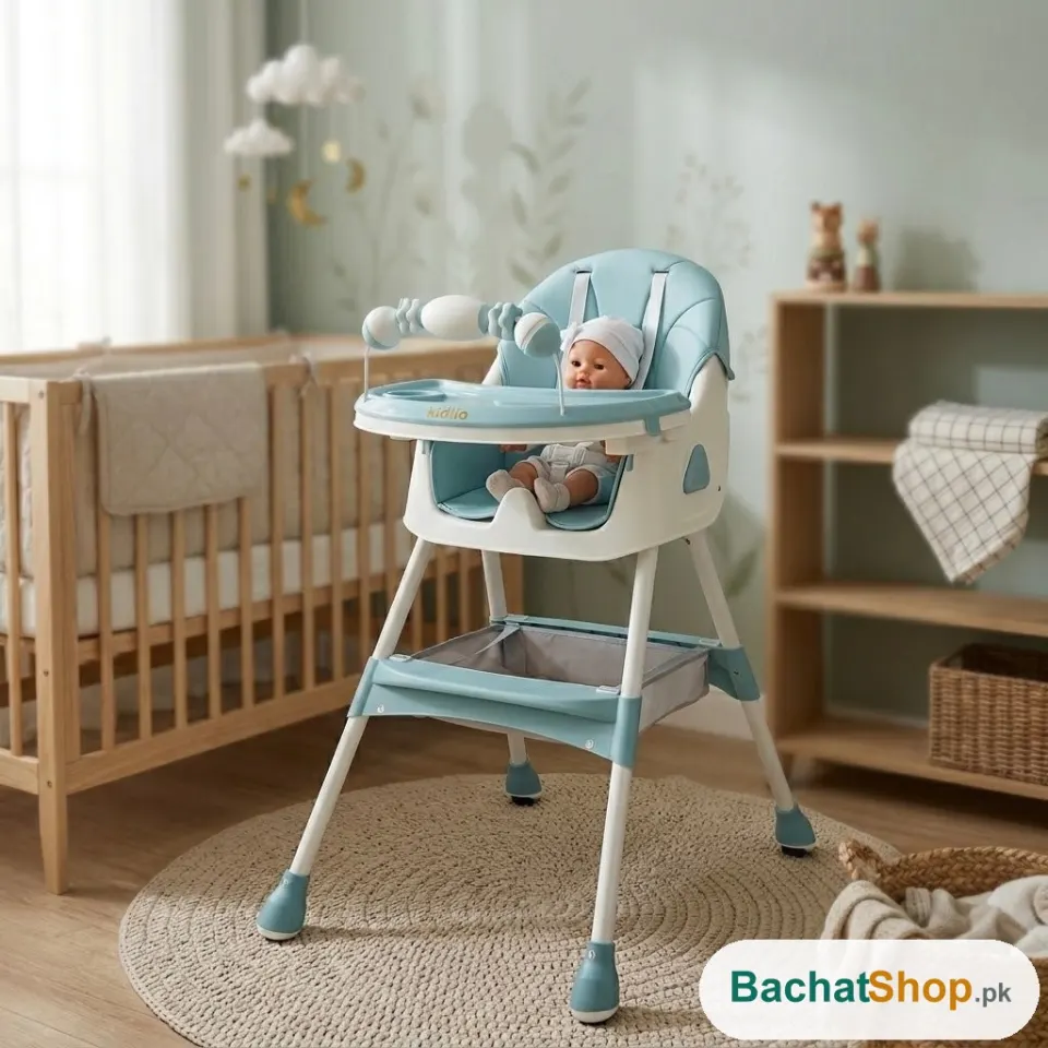 Kidilo Baby High Chair with Toy Bar & Storage Basket