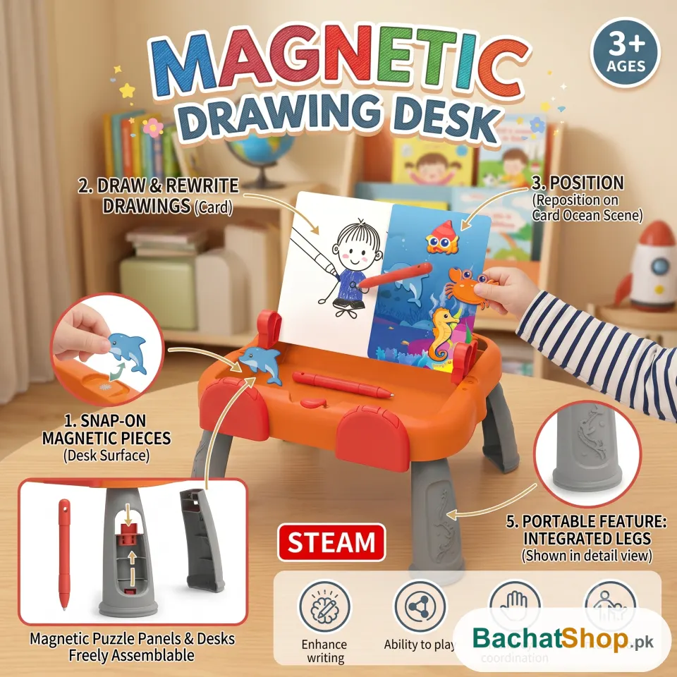 Magnetic Drawing Activity Table — Mess-Free Doodle Board